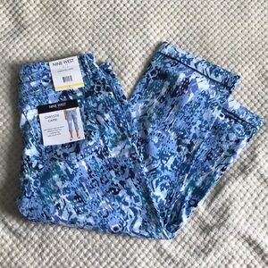 Nine West Jeans Denim Blue print patterned Chrystie Capri Brand New Size 8
